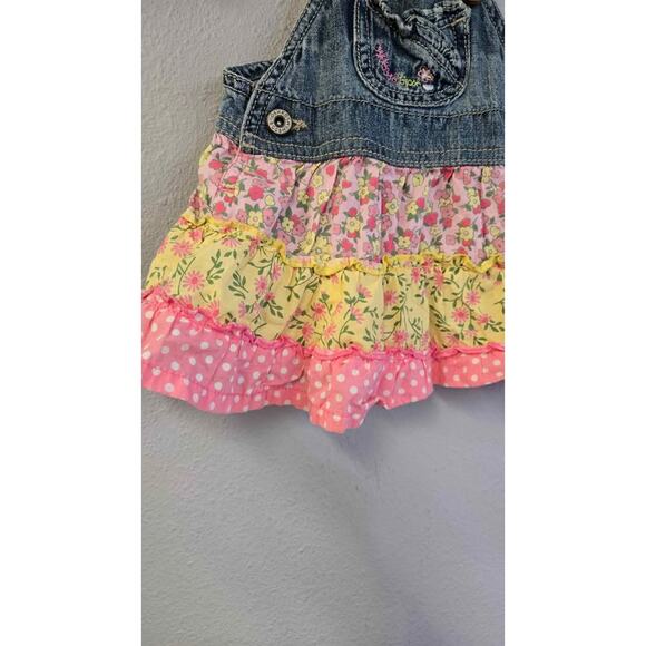 OshKosh B'gosh Vestbak Tiered Denim & Floral Jumper Dress 3M - Picture 3 of 6